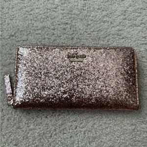 kate spade Rose Gold Glitter Zip Wallet